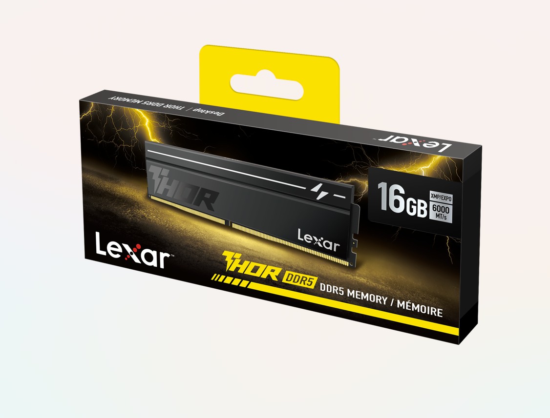 Lexar LD5U16G60C400V-RGS DDR5 UDIMM 16GB 6000 MT/s 1.4V CL40 THOR G2 OC HEATSINK BLACK RGB INTEL XMP 3.0 & AMD EXPO