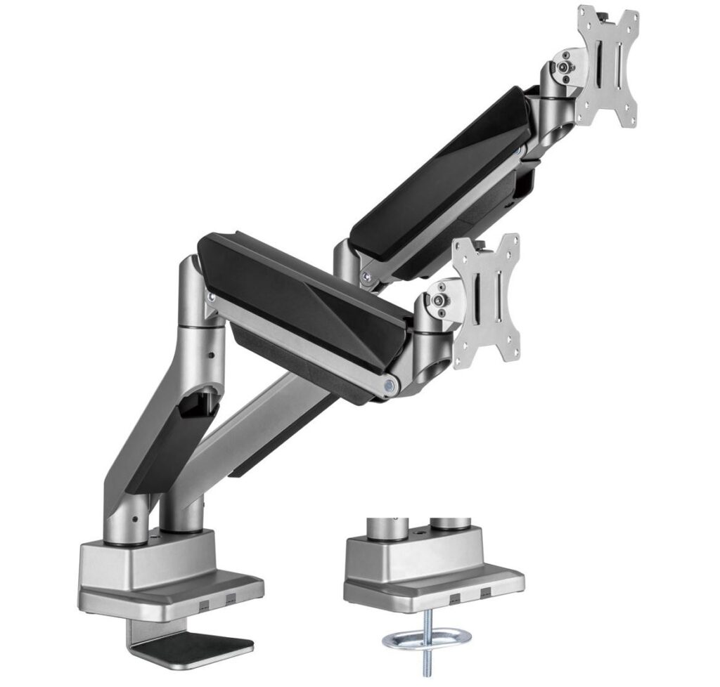 mbeat® activiva Heavy Duty Dual Monitor Screen Gas Spring Monitor Arm Support:For monitors 17'-35’’, each up to15kg. Integrated 180° Rotation