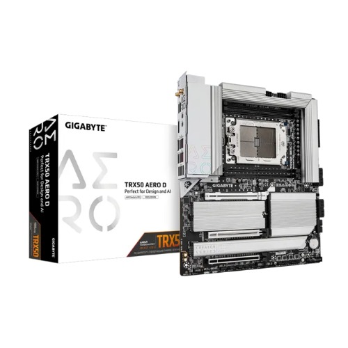 Gigabyte TRX50 AERO D AMD Ryzen Motherboard 4x DDR5~256GB,2x PCIe x16 slots, 4x M.2, 8x SATA 6Gb/s connectors, 11x USB 3.2, 4x USB2.0, 2x